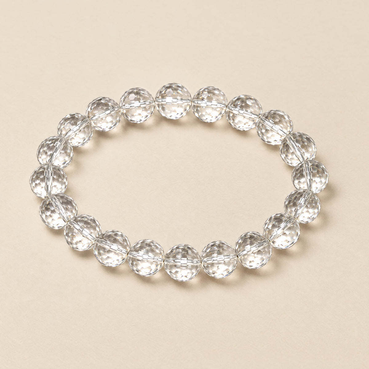 Faceted clear quartz crystal bracelet, 8mm beads