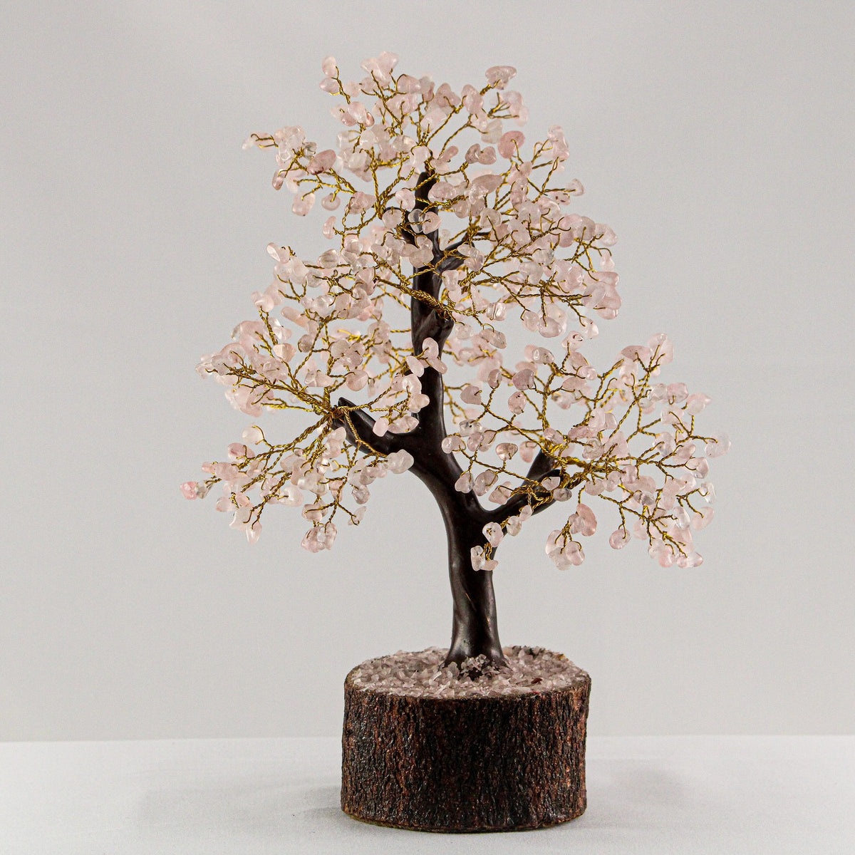 Unedited photo of the rose quartz gemstone tree