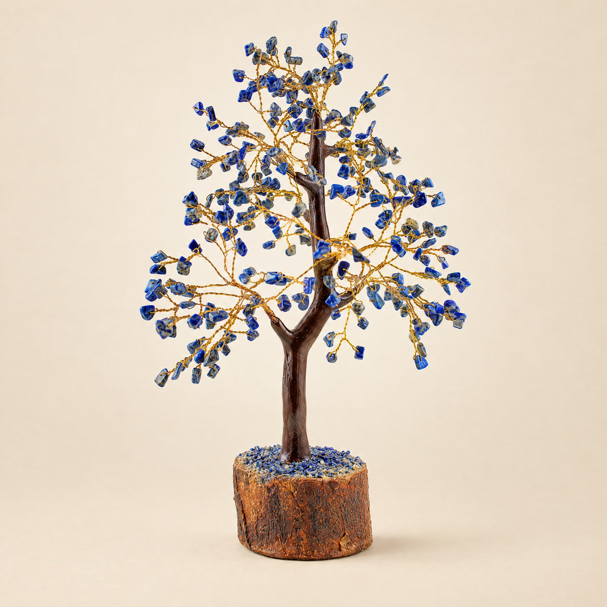Lapis lazuli crystal tree, 300 chips, front view