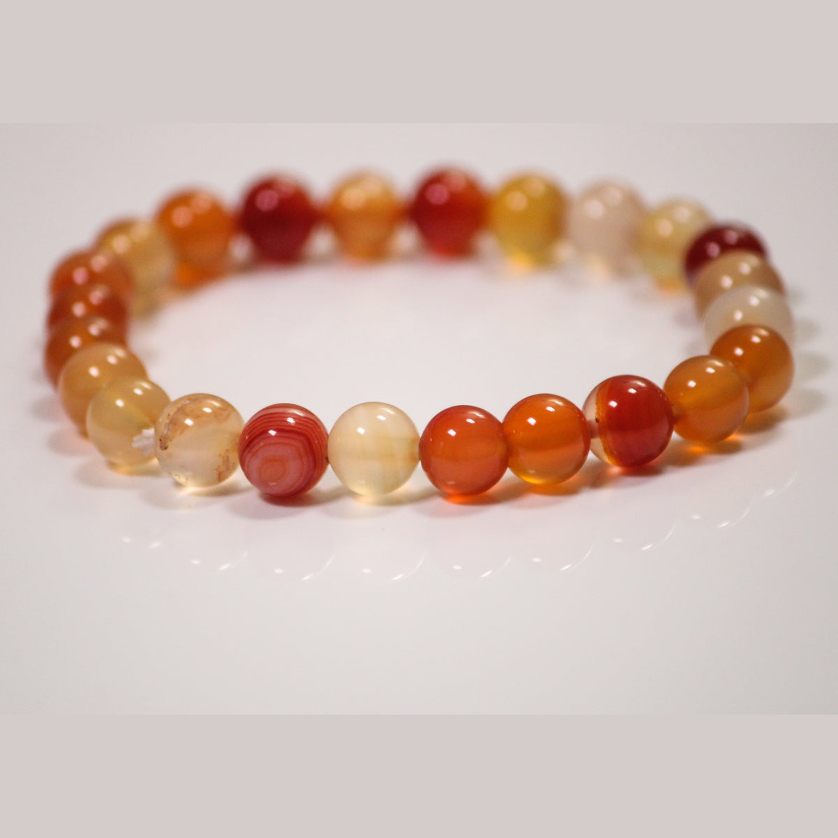 Unedited photo of the carnelian bracelet