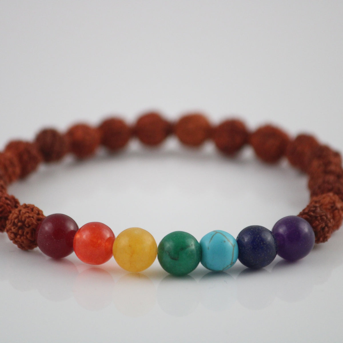 Unedited photo of the 7 chakra and rudraksha bracelet