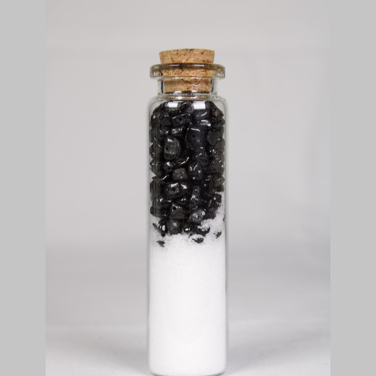 Crystal intention jar for Protection: black tourmaline chips and salt