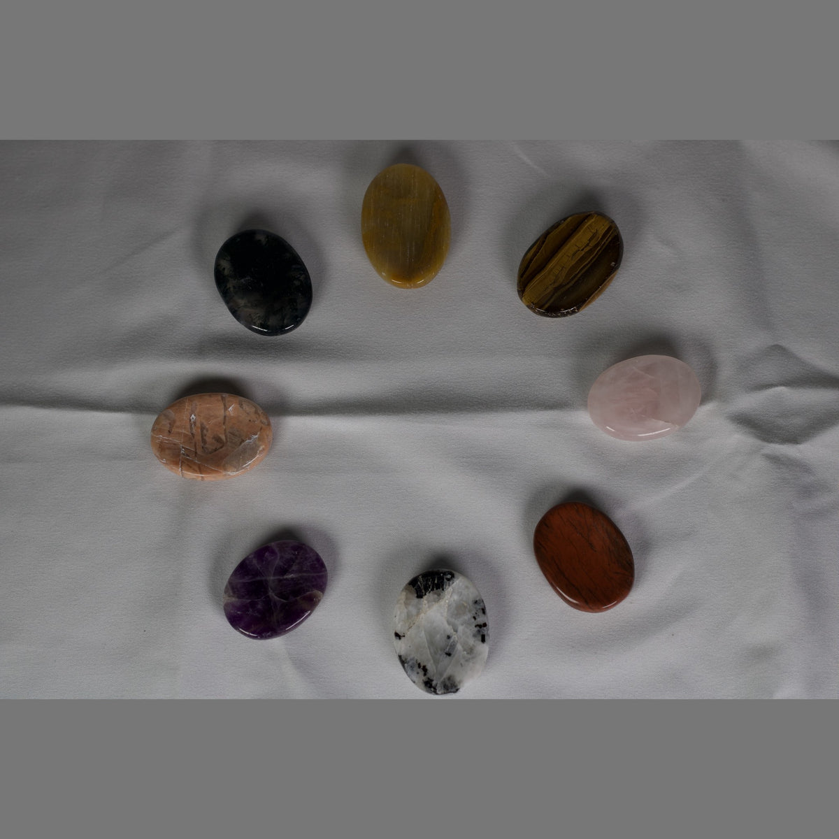 Unedited photo of the 8 worry stones