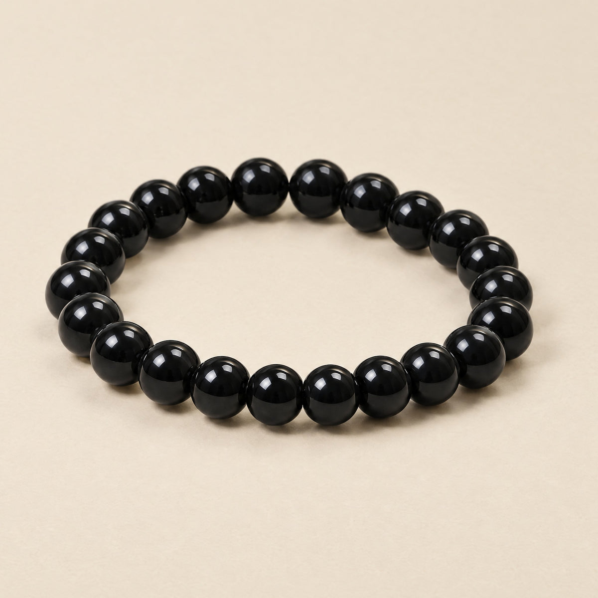 Black onyx bracelet, 8mm glossy black beads
