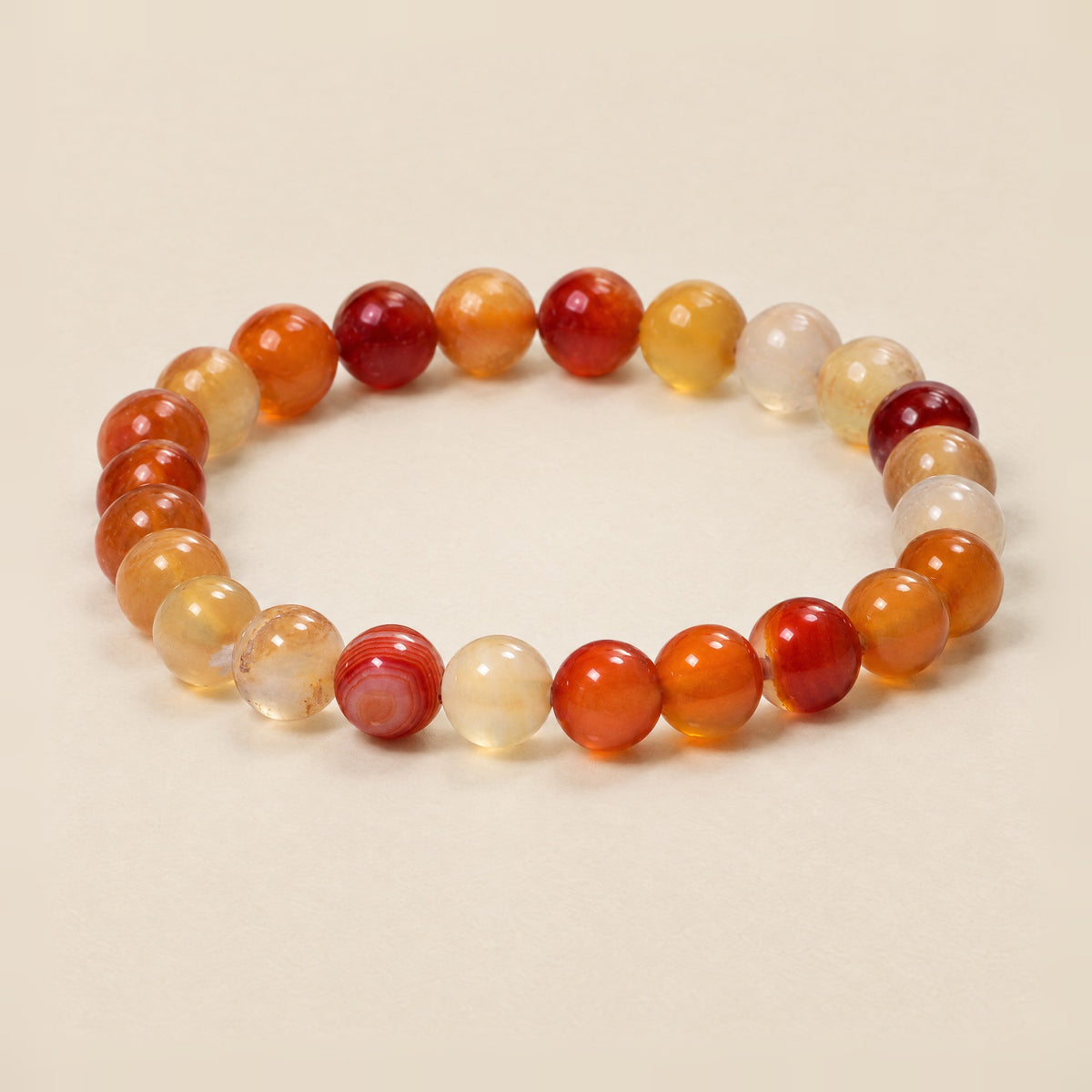 Carnelian bracelet, 8mm orange and red beads