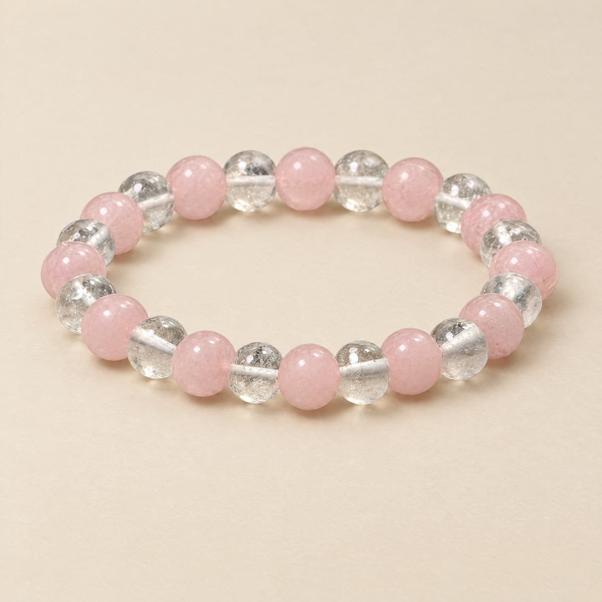 Clear quartz and rose quartz bracelet, 8mm beads