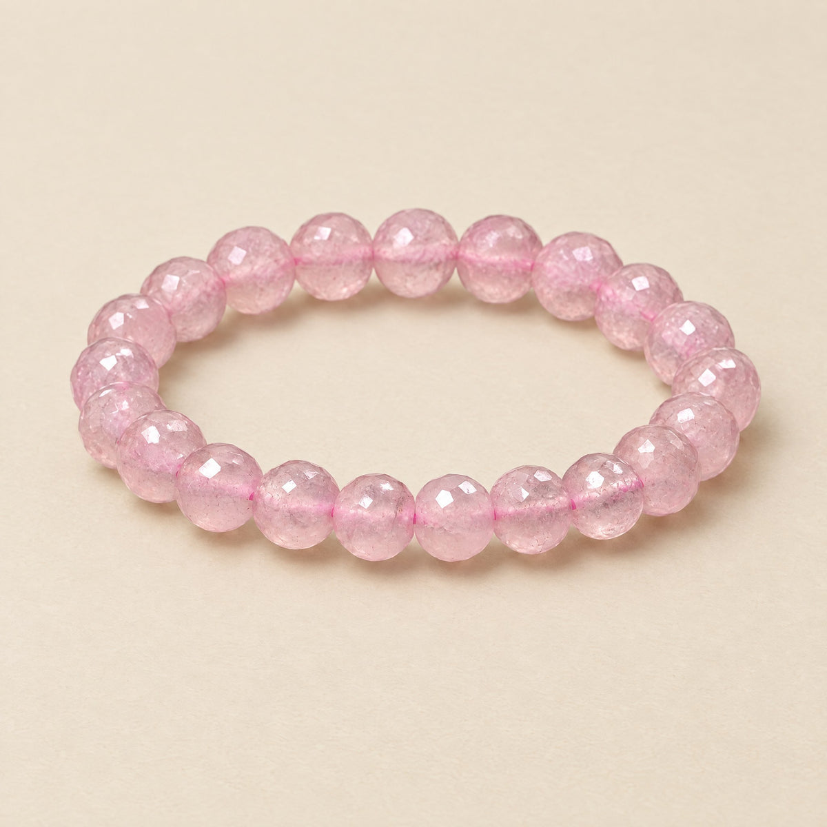 Faceted rose quartz bracelet, 8mm pink beads