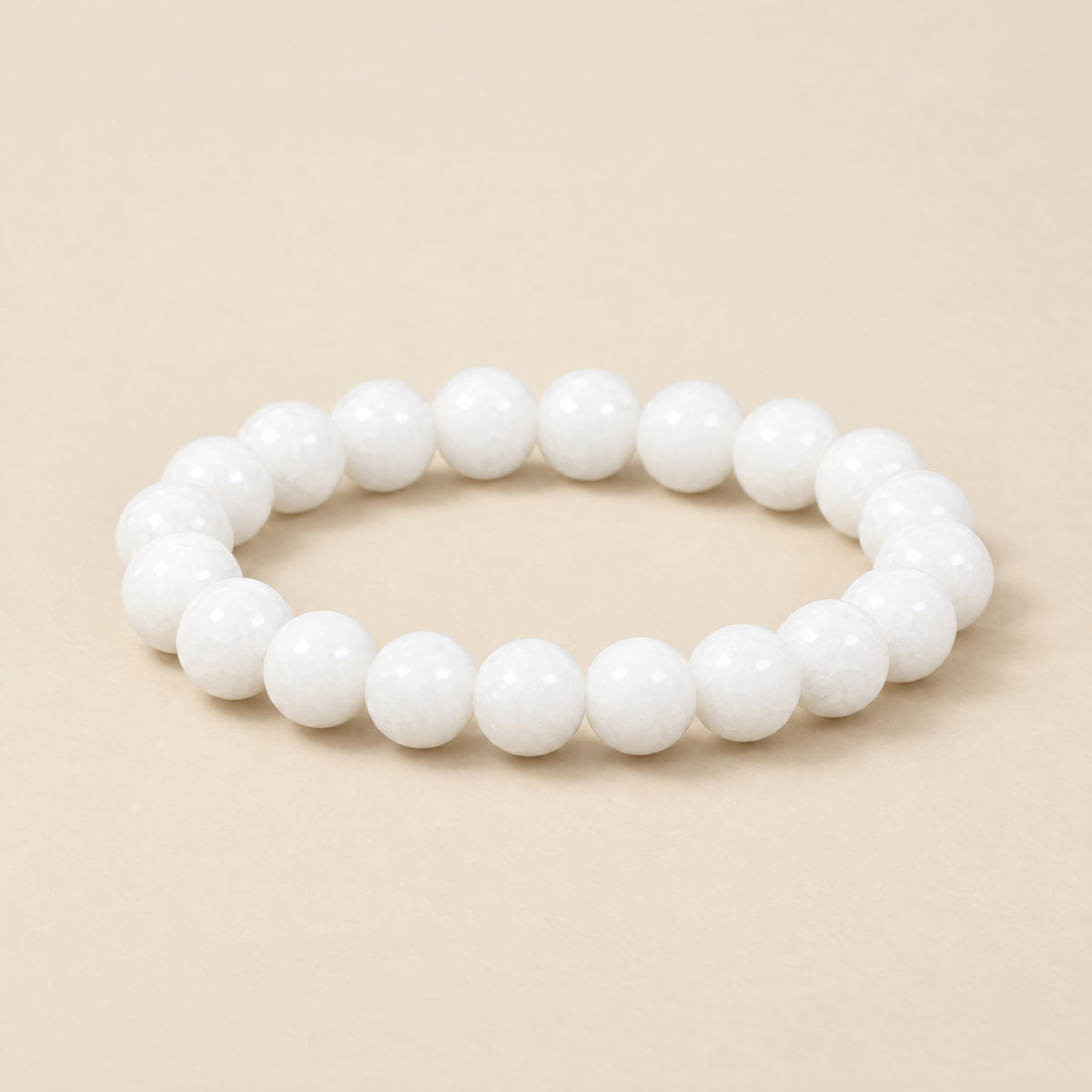 White onyx bracelet, 8mm milky white beads