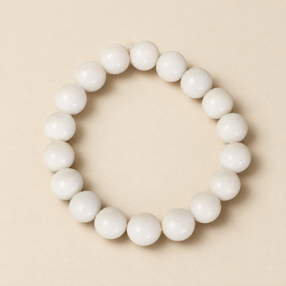 White Agate Big Beads Bracelet: large creamy white agate beads