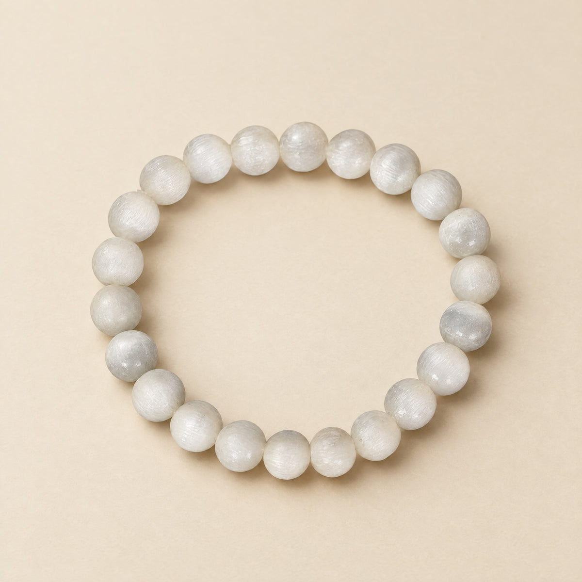 Selenite Bracelet: soft white selenite beads