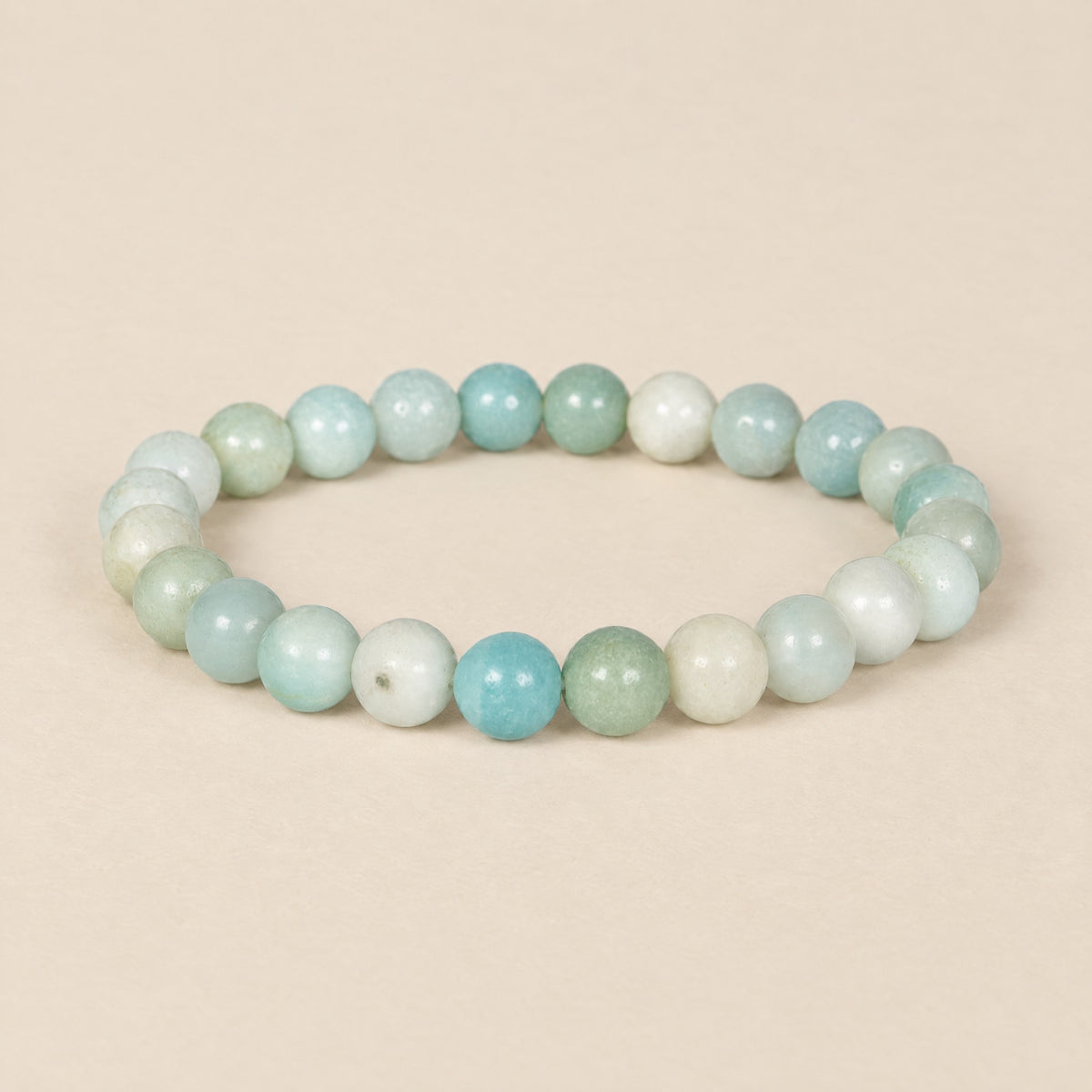 Amazonite bead bracelet in mixed aqua, mint and white shades