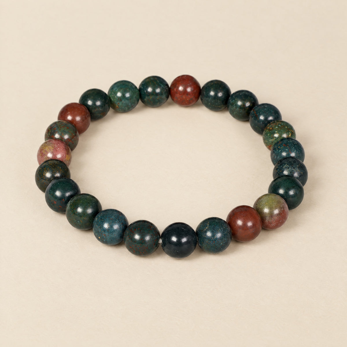 Bloodstone Bracelet: green bloodstone beads with red spots