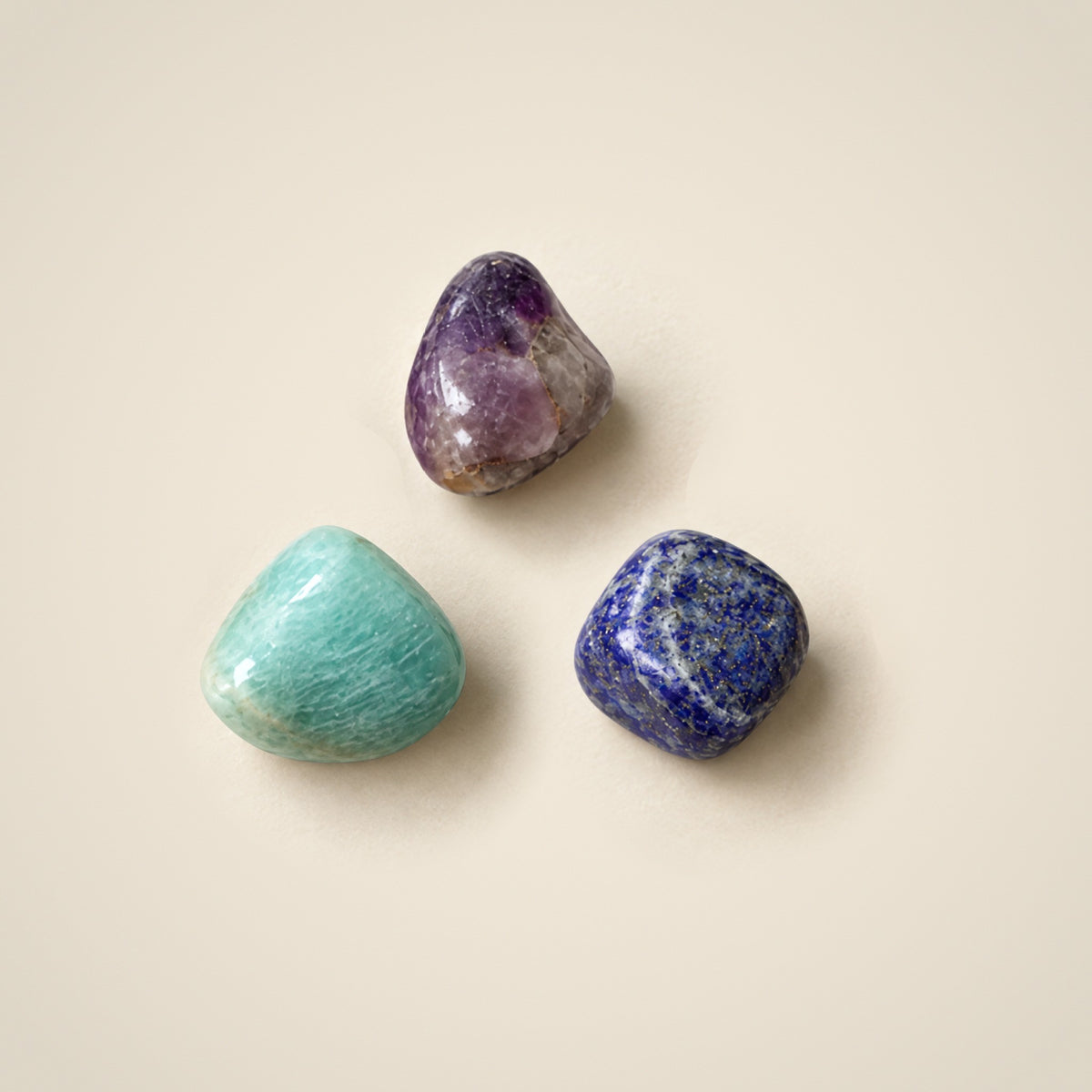 Calm intention trio of tumbled stones