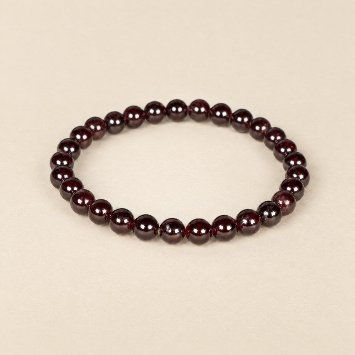Garnet Bracelet: 6 mm deep red garnet beads