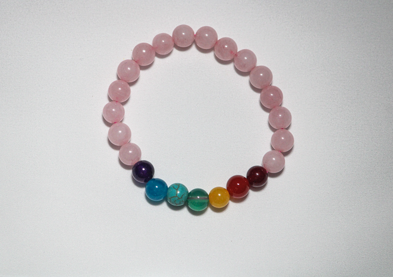 Seven Chakra and Rose Quartz Bracelet