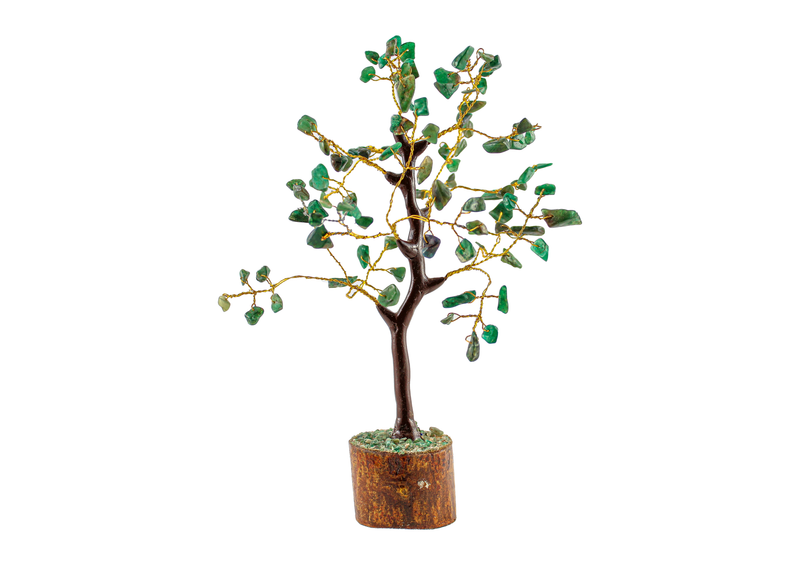 Green Jade Gemstone Tree | Golden Wire