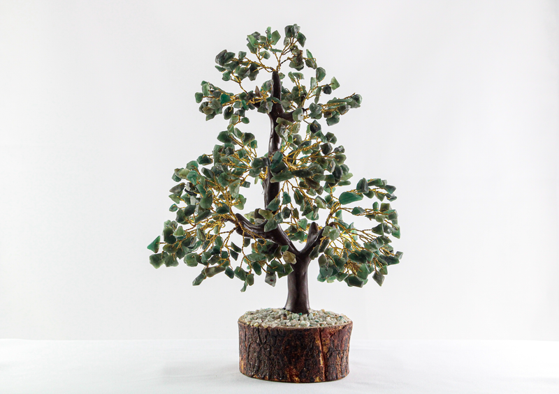 Green Jade Gemstone Tree | Golden Wire