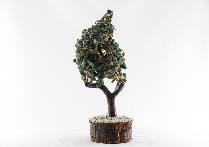 Green Jade Gemstone Tree | Golden Wire