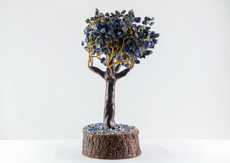 Lapis Gemstone Tree | Golden Wire