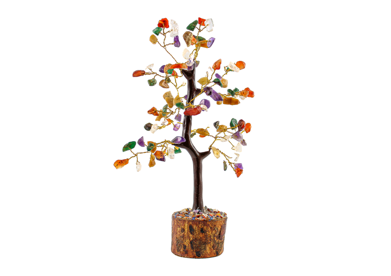 Multi Color Mix Gemstone Tree | Golden Wire