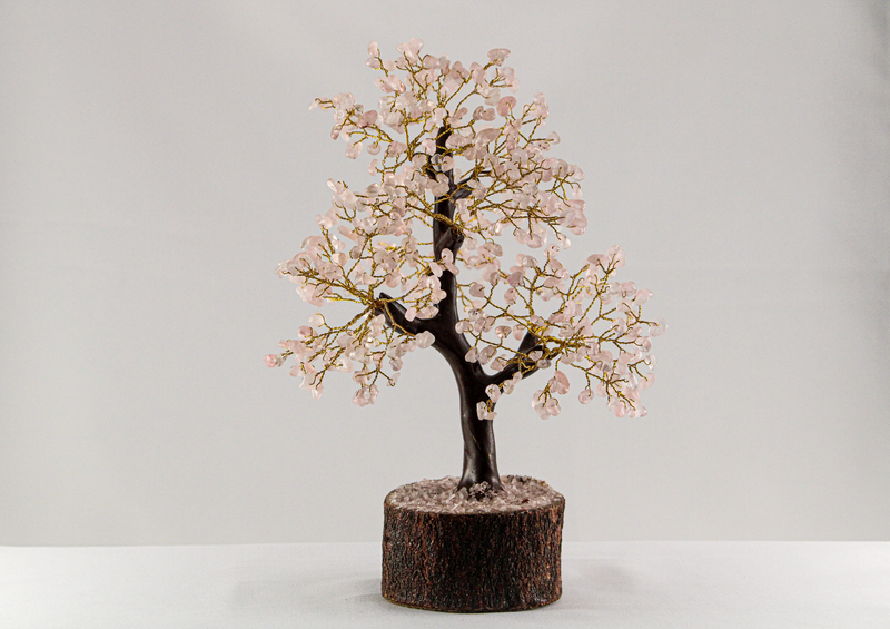 Rose Quartz Gemstone Tree | Golden Wire