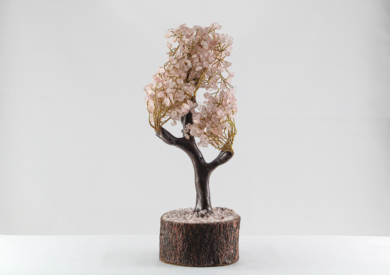 Rose Quartz Gemstone Tree | Golden Wire