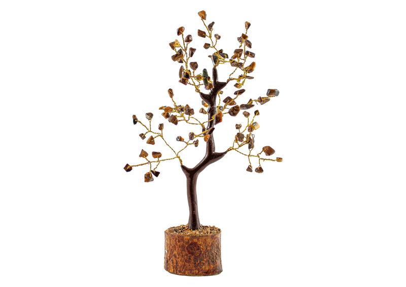 Tiger Eye Gemstone Tree | Golden Wire