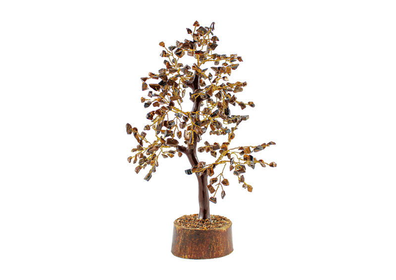 Tiger Eye Gemstone Tree | Golden Wire