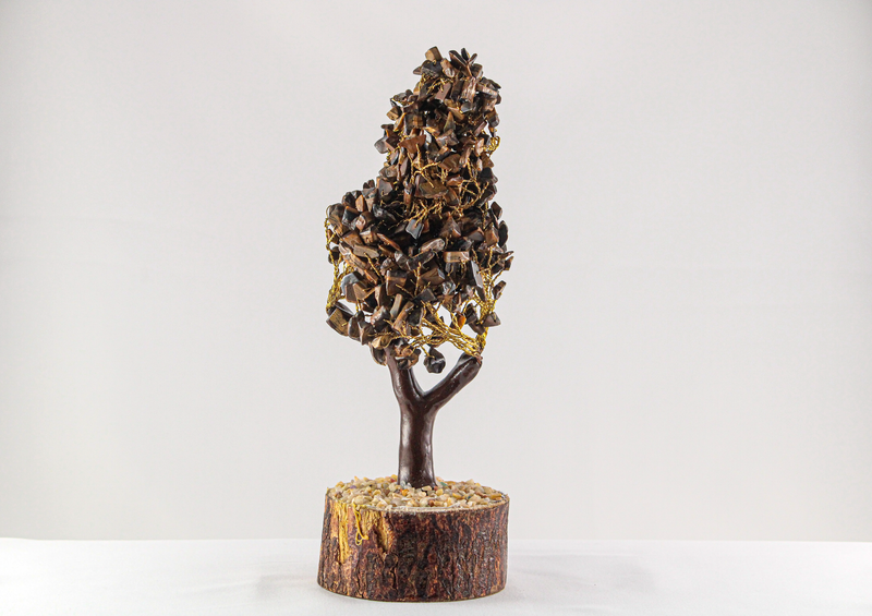 Tiger Eye Gemstone Tree | Golden Wire