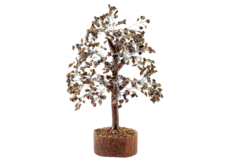 Tiger Eye Gemstone Tree | Silver Wire