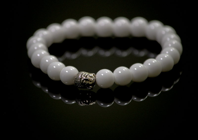 White Agate with Buddha Bracelet