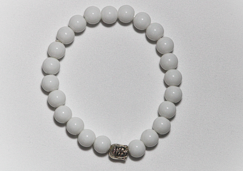 White Agate with Buddha Bracelet